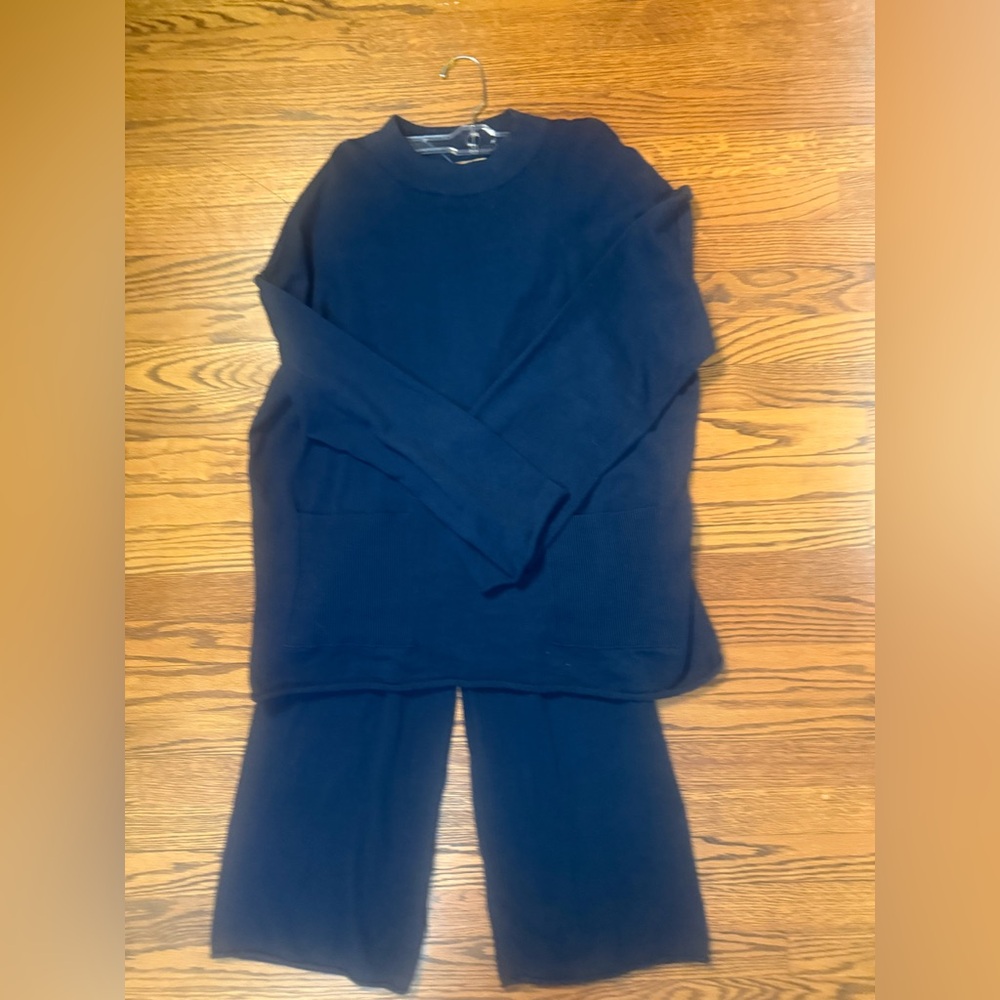 Free People Midnight Blue Crew Neck Sweater Set